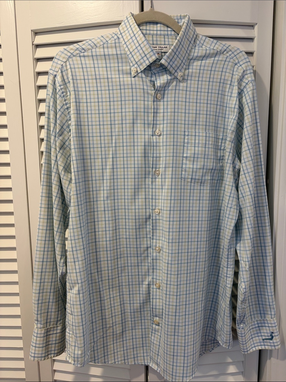 Peter Millar Men's Light Blue Plaid Button-Down Shirt